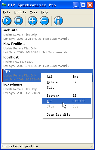 Screenshot of FTP Synchronizer